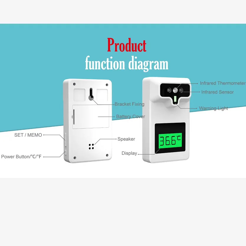 Mini Non-contact Infrared Thermometer Digital Forehead Hand Temperature Sensor Laser Gun With Fever Alarm Wall Mounted | Инструменты