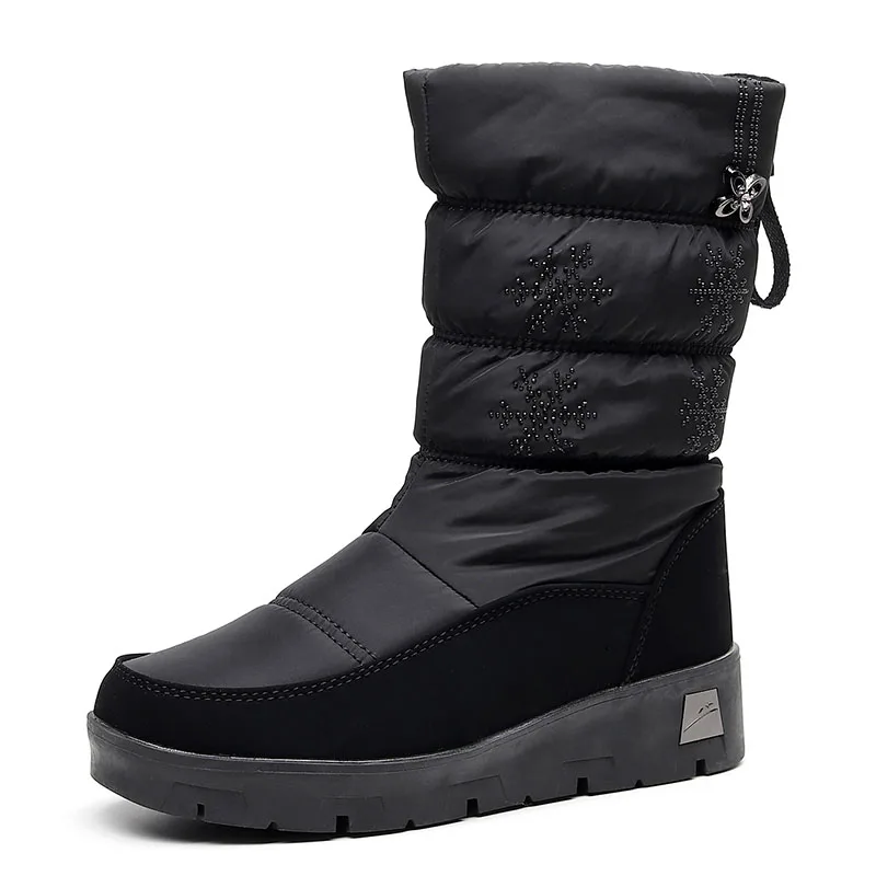 Классические женские зимние сапоги Водонепроницаемая хлопковая обувь женская