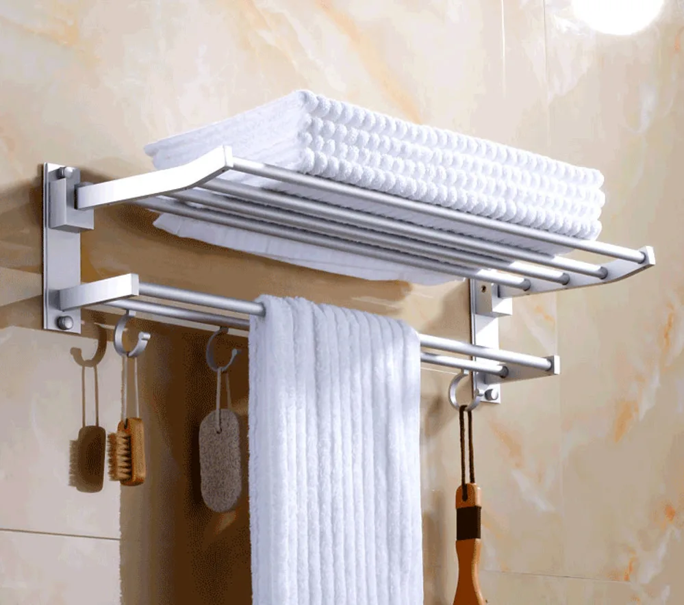 

40 / 50 / 60 / 70cm Multifunctional Folding Towel Rack Bathroom Space Aluminum Storage Rack Towel Hanger Pendant