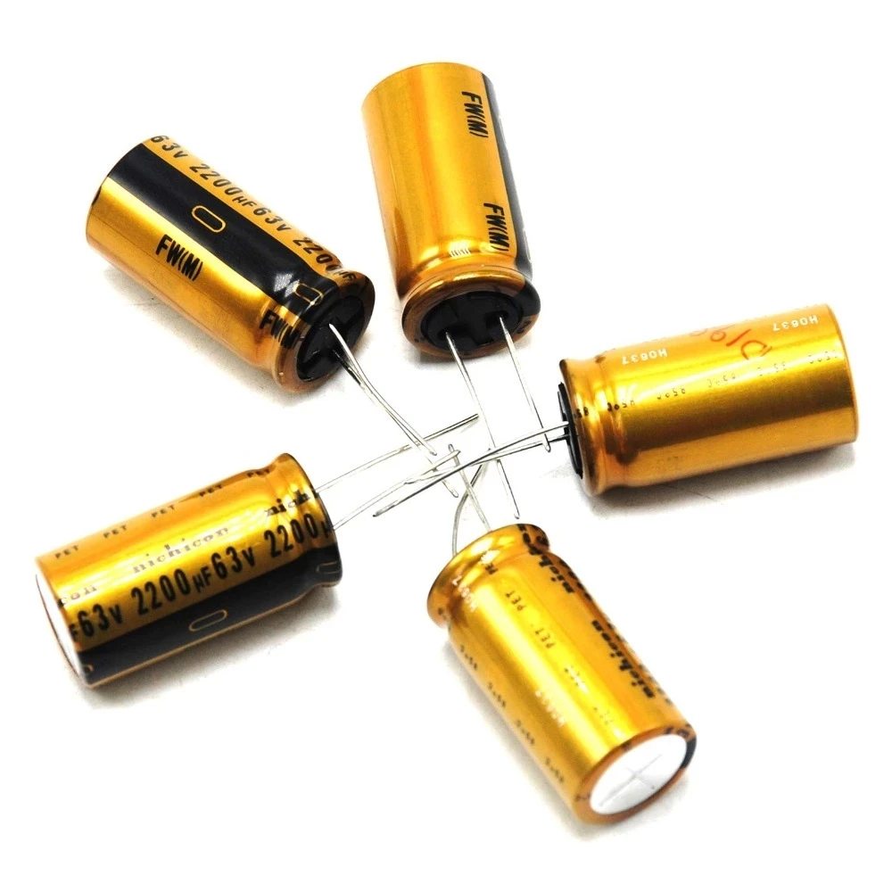 

5pcs Nichicon FW 2200uF 63V Audio Electrolytic Capacitor good for Amplifier