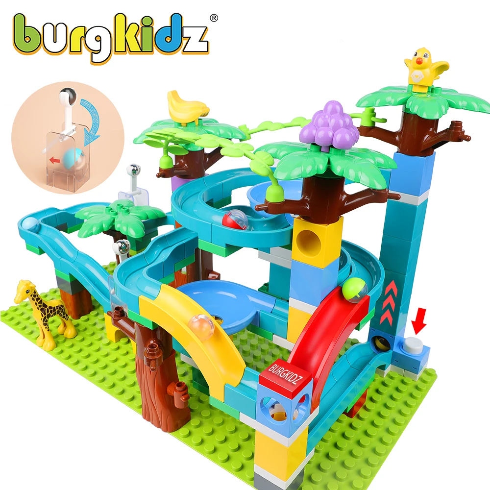 BURGKIDZ мрамор бег строительные блоки Монтессори игрушки Marble Run Воронка слайд DIY