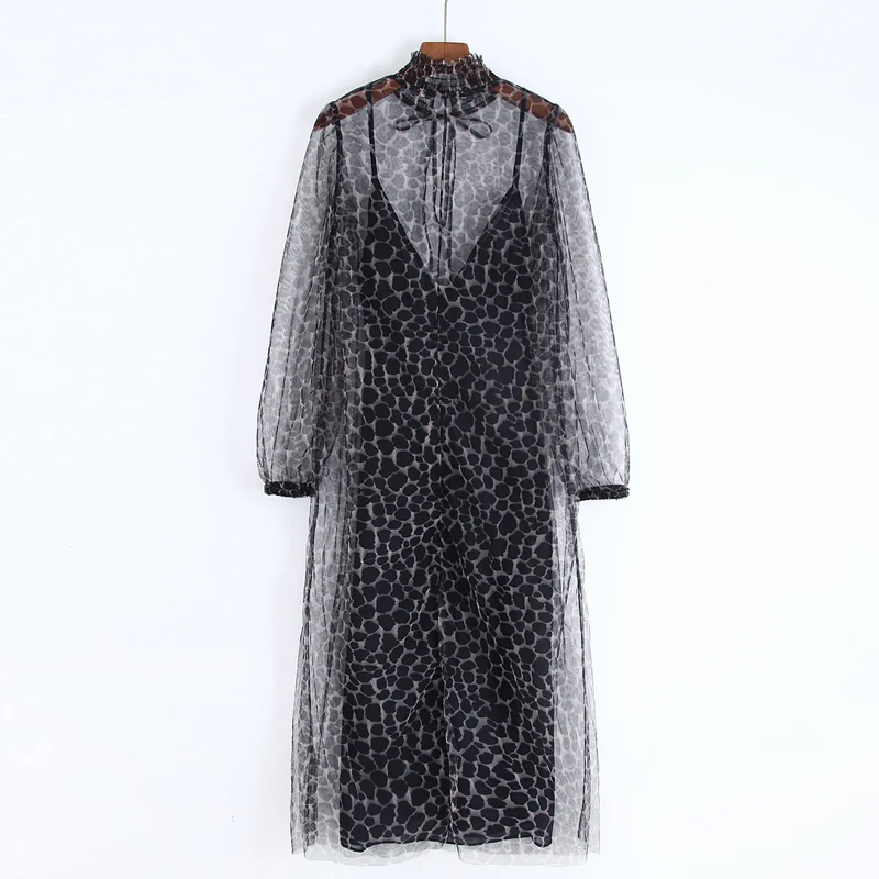 Платье с бантом для женщин элегантное Прозрачное платье до середины икры