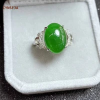 cynsfja new real rare certified natural hetian jasper womens rings 925 silver lucky amulets green jade ring fine jewelry gifts