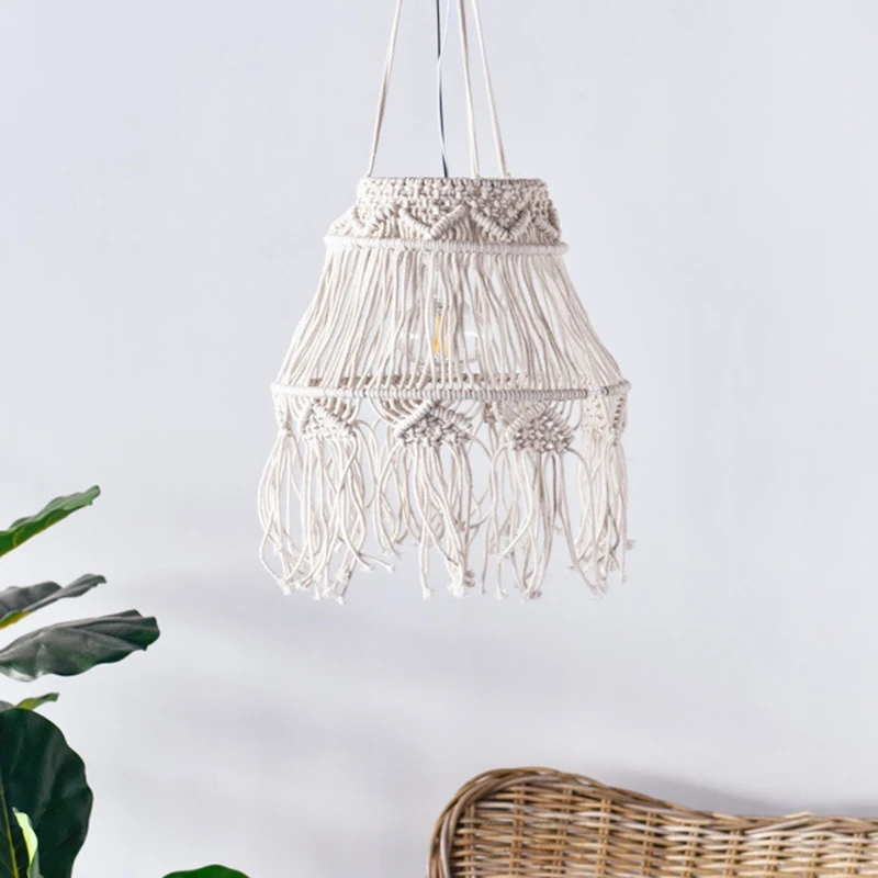 

Bohemian Hand Woven Lampshade,Ceiling Chandelier Lampshade,Wedding Home Decor with Tassel Decoration Lampshade