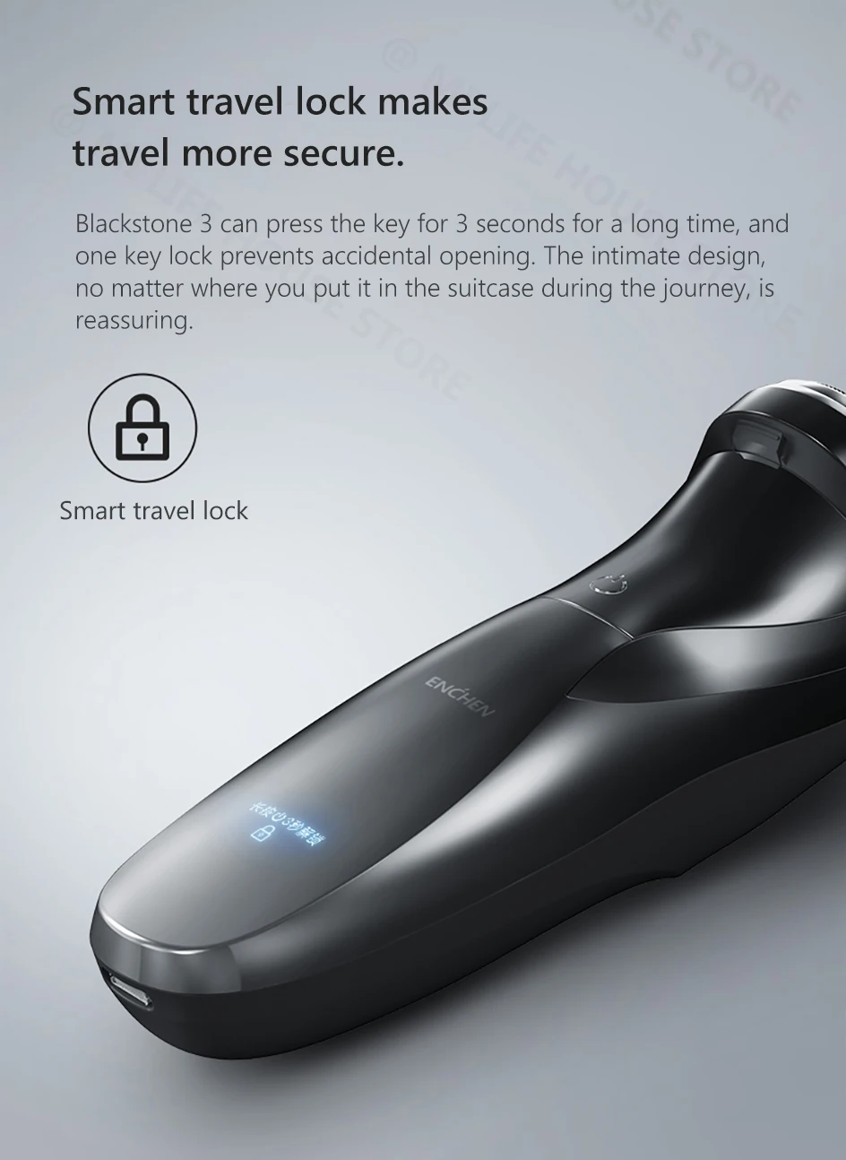 Xiaomi ENCHEN моющаяся перезаряжаемая электробритва BlackStone3 IPX7 Водонепроницаемая бритва индикатор батареи бритвенный станок для бороды