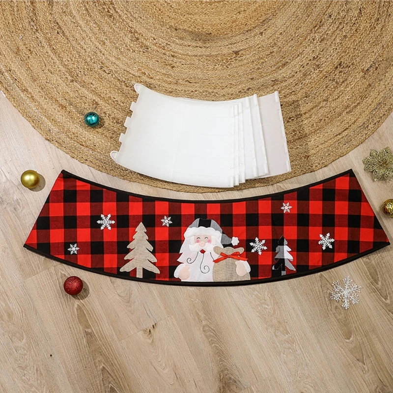 

Christmas Tree Skirt Santa Claus Red and Black Plaid Base Collar Around Decor New 2020