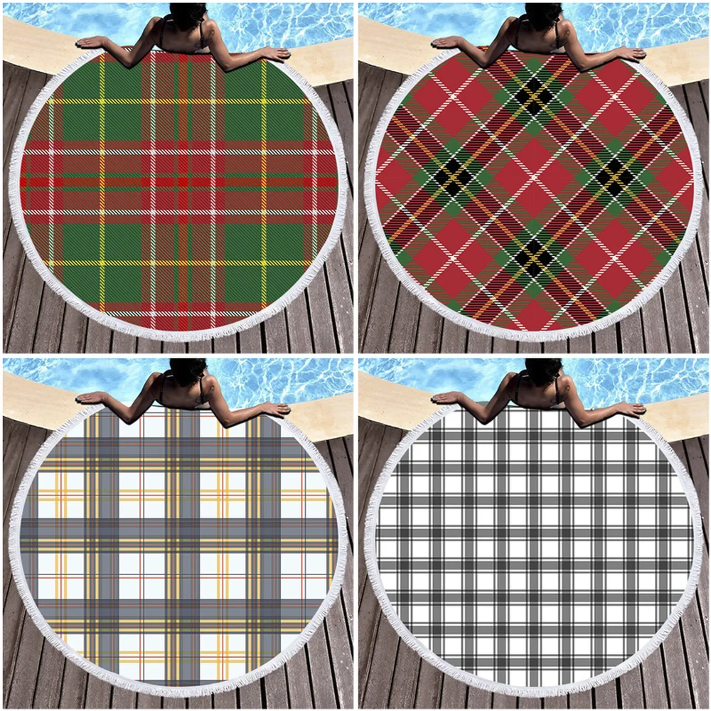 Пляжные полотенца с красочным принтом в полоску большое круглое полотенце из