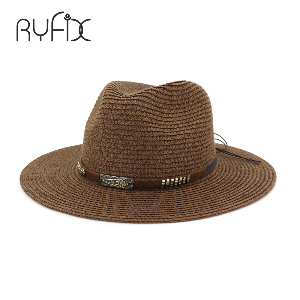 

Соломенная шляпа с плоским краем, для улицы, для пляжа, защита от солнца, джазовая шляпа, HA140