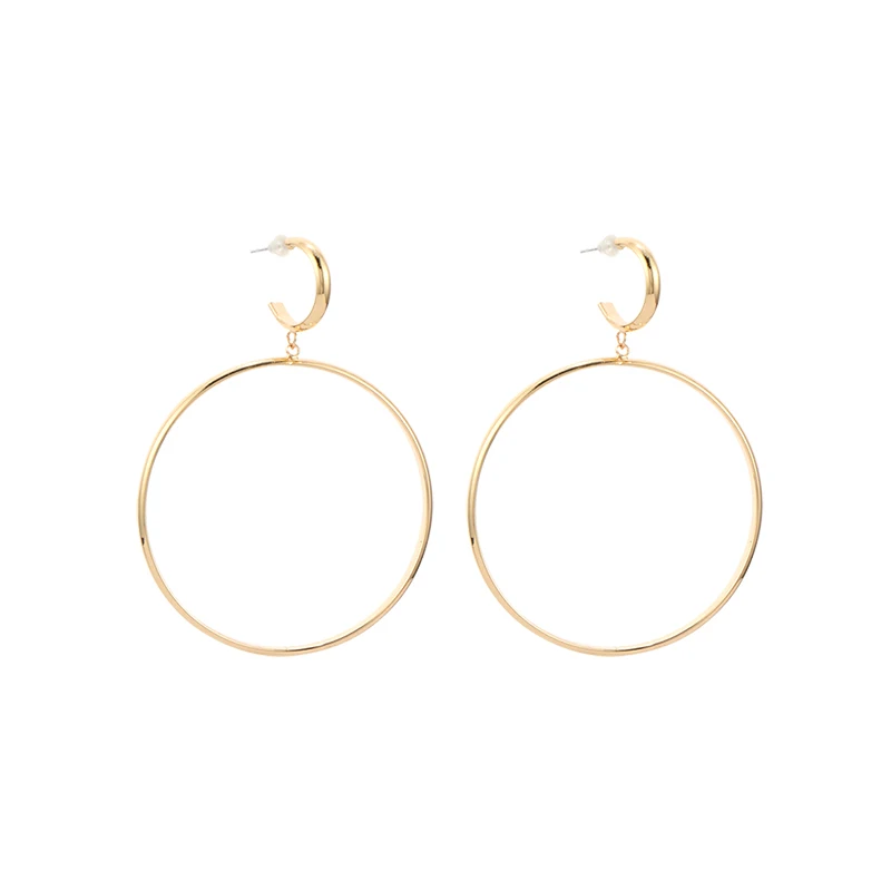 

Badu Trendy Exaggerate Big Smooth Hoop Earrings Simple Party Fashion Hollow Out Punk Metal Round Earrings for Women Jewelry