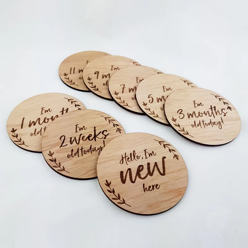 Карты для младенцев с гравировкой листьев индивидуальный именной знак детской