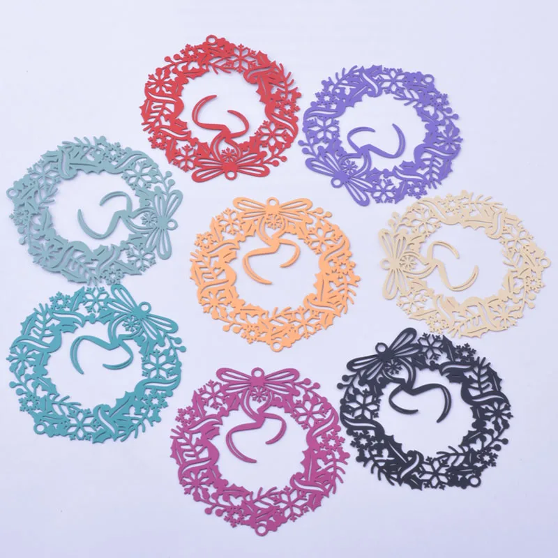 

20pcs AB6712 49*48mm Brass Christmas wreath Charms Connnector Silver Color Pendant DIY Jewelry Earring Findings