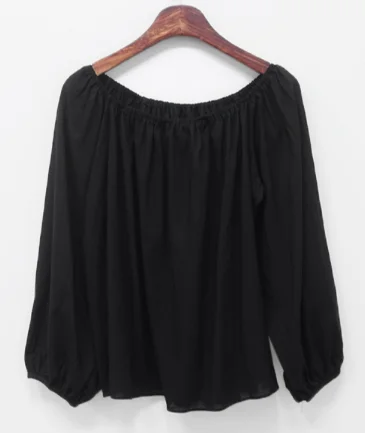 

New Loose slash Spring femme Casual sexy Solid white Tops Women Long sleeve Cotton Girls Blouse summer Plus Size Women Blouses