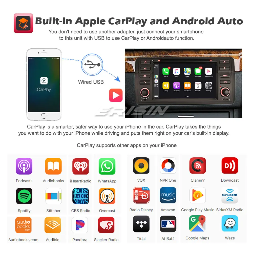 Erisin EU Warehouse 8162 7 &quotBMW E46 64G Android 10 0 DSP CarPlay & Auto GPS TPMS DAB автомобильное радио для BMW 3