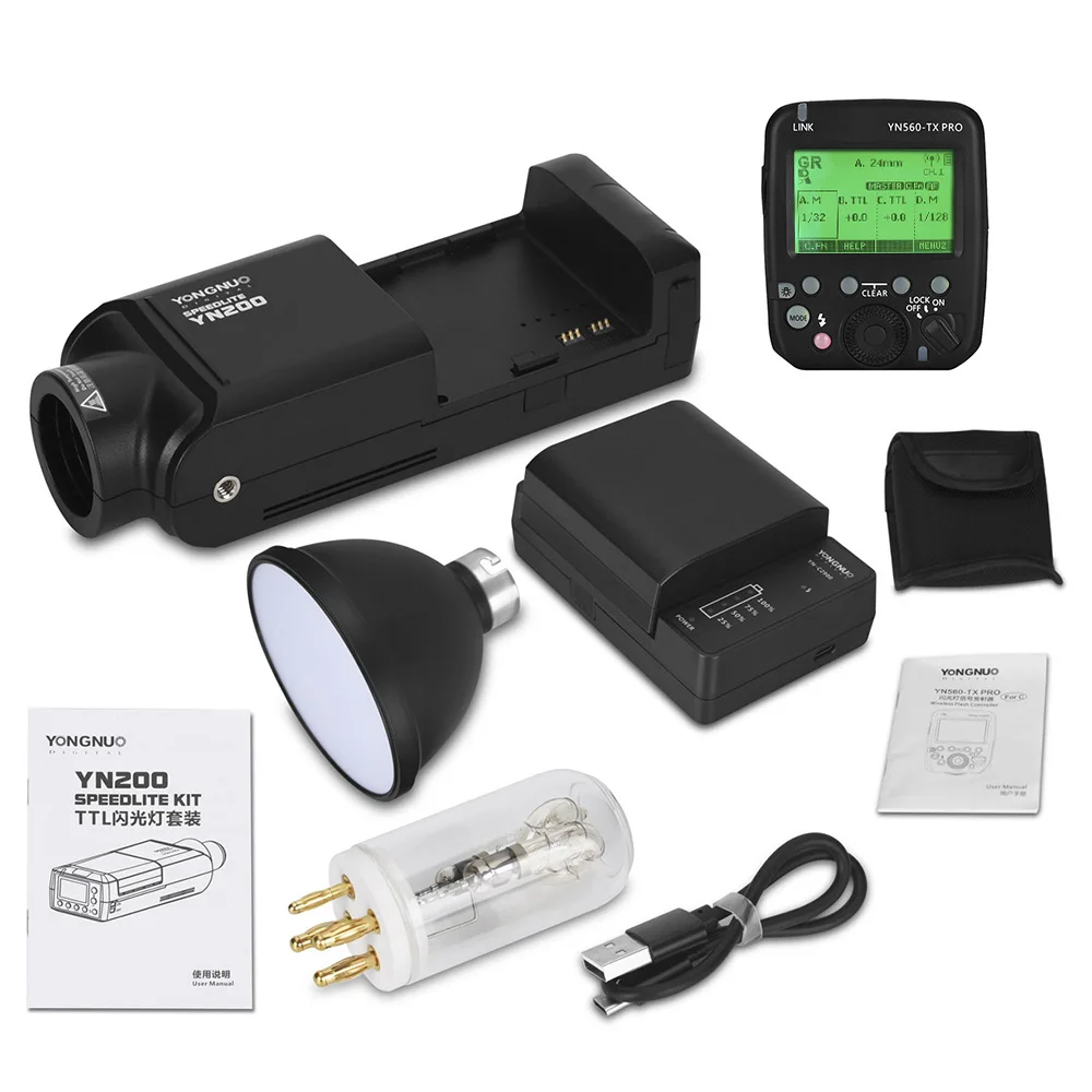 YONGNUO YN200 портативная TTL вспышка Speedlite 200 Вт GN60 5600K с YN560 TX PRO Вспышка триггера