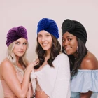 Женский тюрбан капота однотонный хлопковый топ узел внутренний шапочки под хиджаб в африканском стиле Твист Тюрбан Для женщин Головные обручи Индия шляпа хиджаб шапка