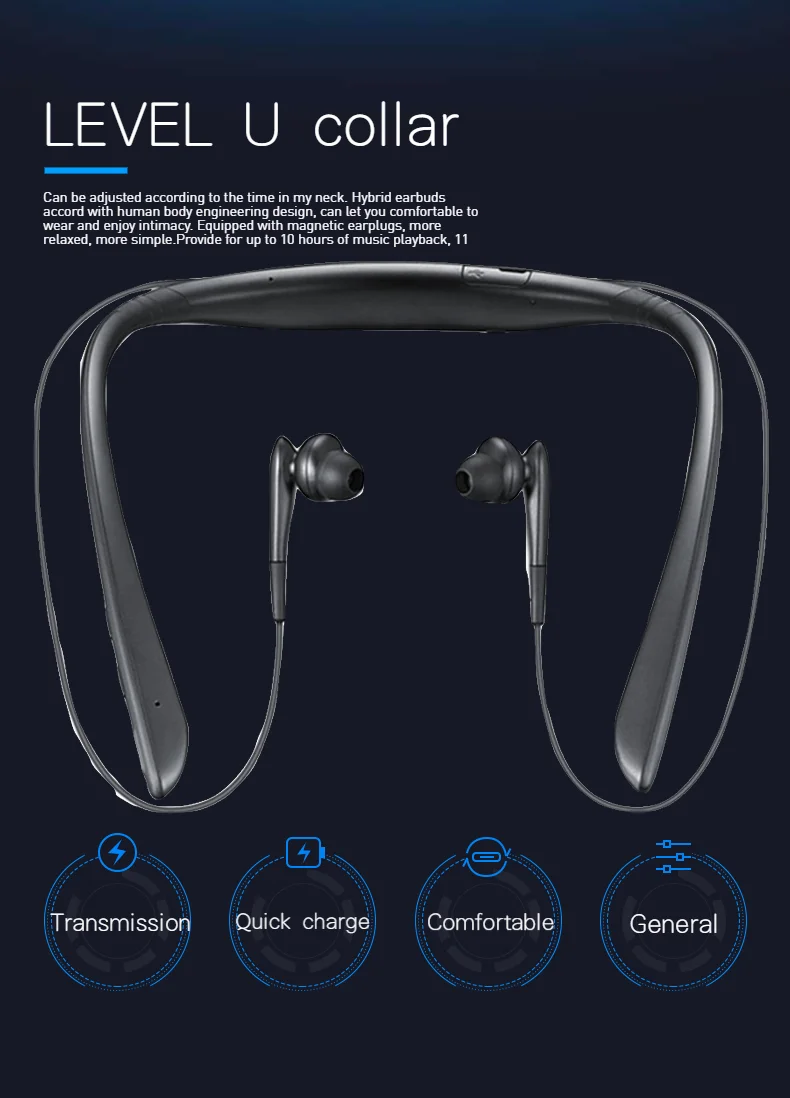 Bluetooth беспроводная гарнитура-вкладыш с микрофоном и UHQ Аудио Уровень U наушники-вкладыши Беспроводная Bluetooth U Pro гарнитура уровня