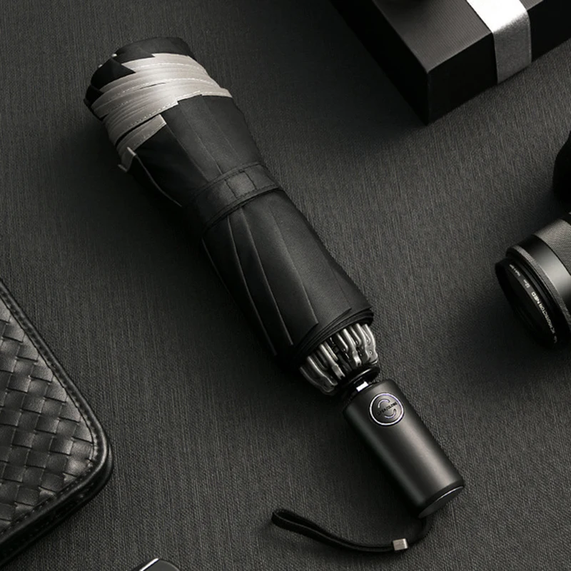 Ветрозащитные автоматические зонты прочные складные 10 ребер светоотражающие