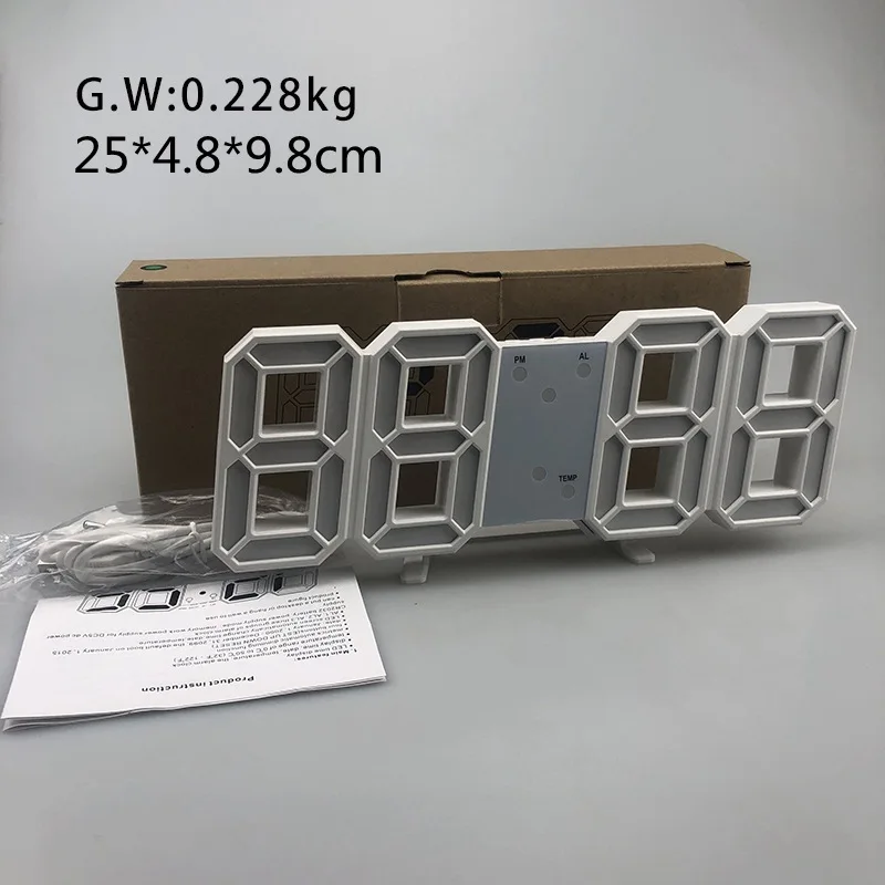 Домашний Декор 3D большие светодиодный цифровые настенные часы настольные с