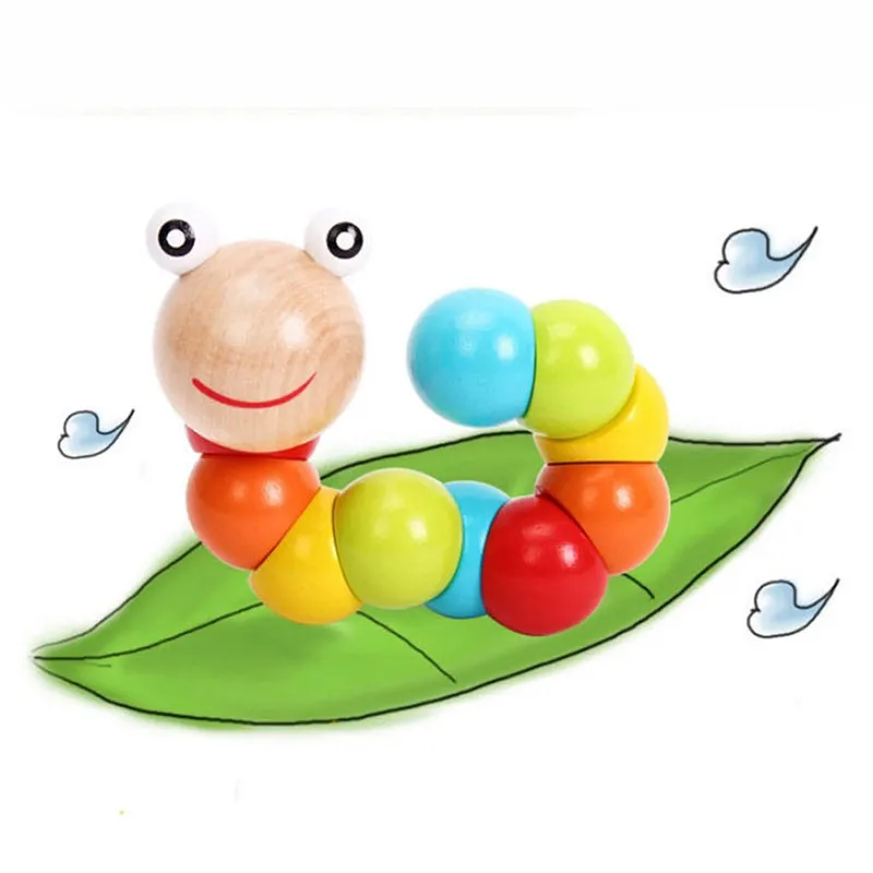 

Early Education Educational Toy Wooden Twisted Insect Caterpillar Beaded Child Baby Color Cognitive Building Block