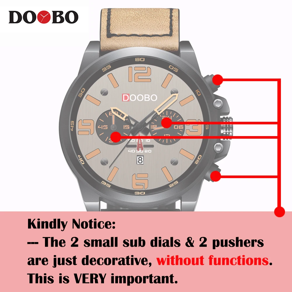 

DOOBO Mens Watches Top Luxury Brand Waterproof Sport Wrist Watch 8314 Quartz Military Genuine Leather Relogio Masculino D043