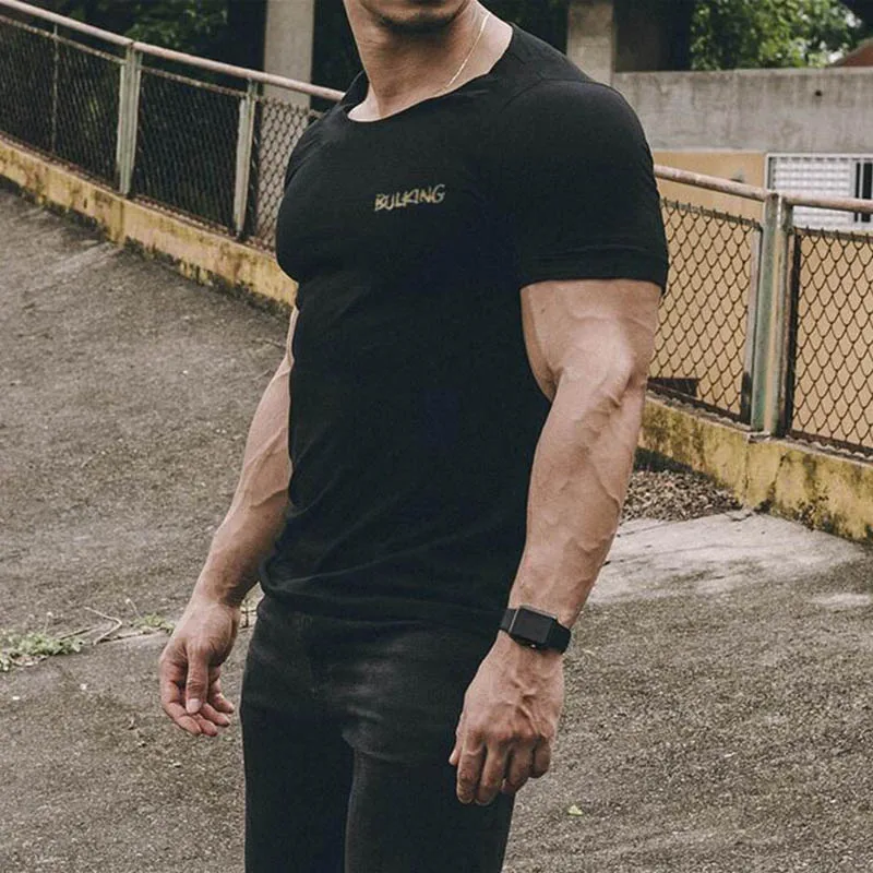 

New Quality Cotton Men's Sports Short Sleeve T-Shirt, Gym Fashion Casual Summer T-Shirt Bodybuilding, Men's Tops, Thin T-Shirt