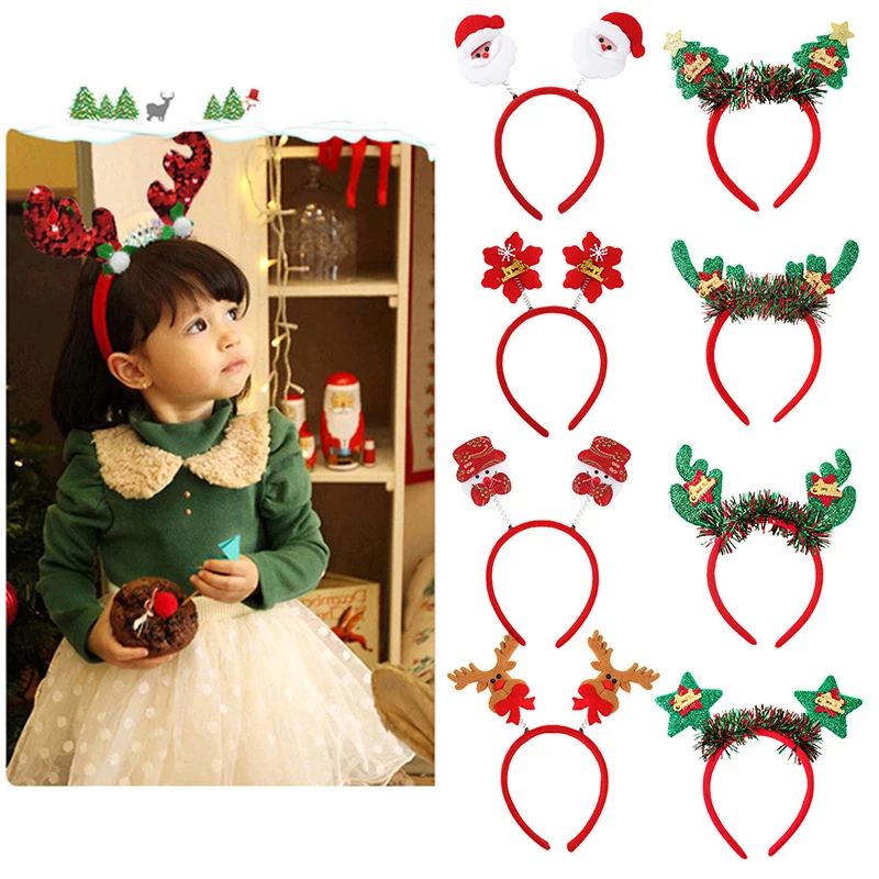 Christmas Headbands Hairpin Santa Tree Elk Antlers Headband Kids Adult Headwear Reindeer Ornaments Decorations | Дом и сад