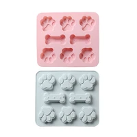 8 cells no smell silicone material bone paw of dog cake molds food supplement tools diy biscuit chocolate fondant cake molds