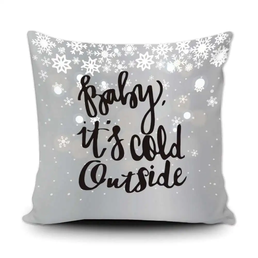 

Baby It's Cold Outside Winter Throw Pillow Cover Snowflake Snow Christmas Decor Gome Sofa Canvas Pillowcase