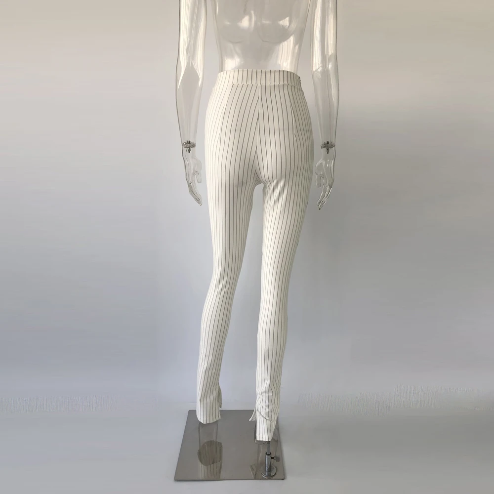 Офисные брюки для женщин 2020 полосатые с высокой талией женские облегающие