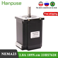 free shipping 1pcs nema23 stepper motor 2 8a 189n cm 4 lead 23hs7628 motor for 3d printer monitor equipment
