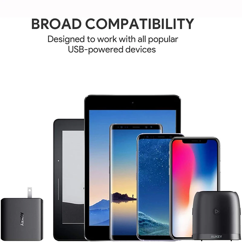 Зарядная Станция AUKEY сетевое зарядное устройство с 4 USB-портами 42 Вт вилка США