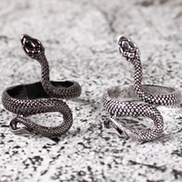 1 piece of retro punk exaggerated spirit snake ring fashion stereo open hole adjustable ring men and women jewelry gifts