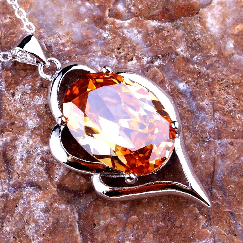 Lingmei Wholesale Fashion Oval Solitaire Style Chic Zircon Silver Color Pendant Without Chain Wedding Anniversary Gifts | Украшения и