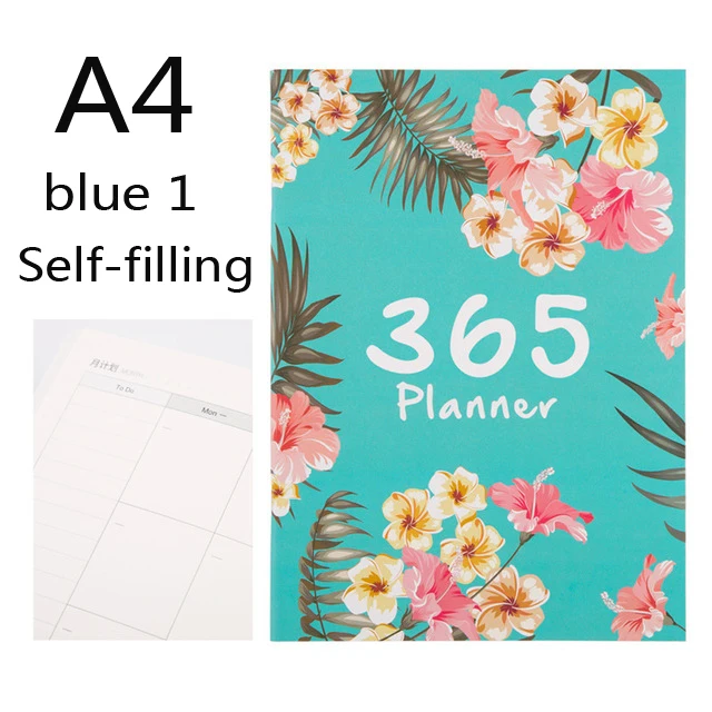 Тёмно-синий А4 Agenda Escolar наклейки для дневника notebook 365 самонаполнение Kawaii планировщик блокнот 12 месяцев Еженедельный школьный планировщик D50 - Цвет: Тёмно-синий