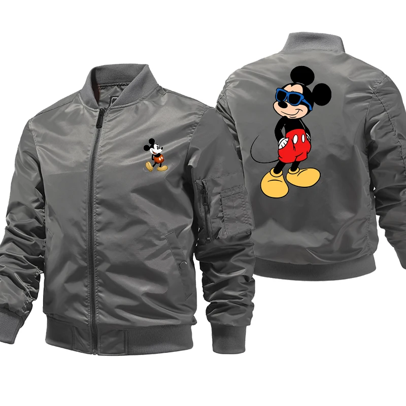 Бомбер с Микки Маусом мужская бейсбольная куртка-пилот в стиле милитари уличная