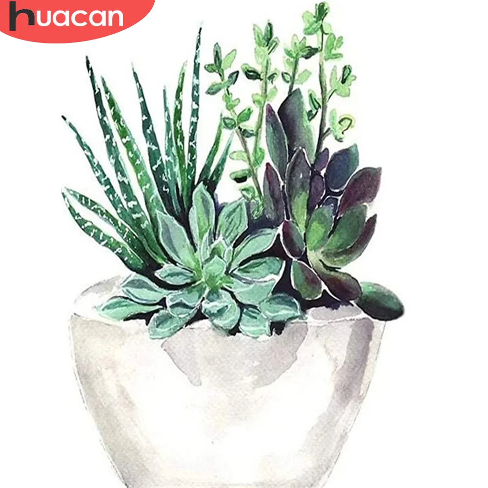 

HUACAN 5D DIY Алмазная вышивка суккулентные растения Алмазная картина цветок мозаика Вышивка крестом Стразы картина домашний декор