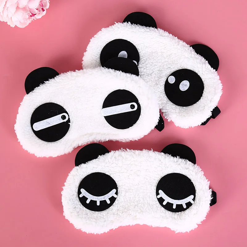 

1pc Black Cartoon Panda Relaxing Ice Or Hot Compress Eyeshade Mask Bandage On Eyes For Sleeping Sleeping Mask