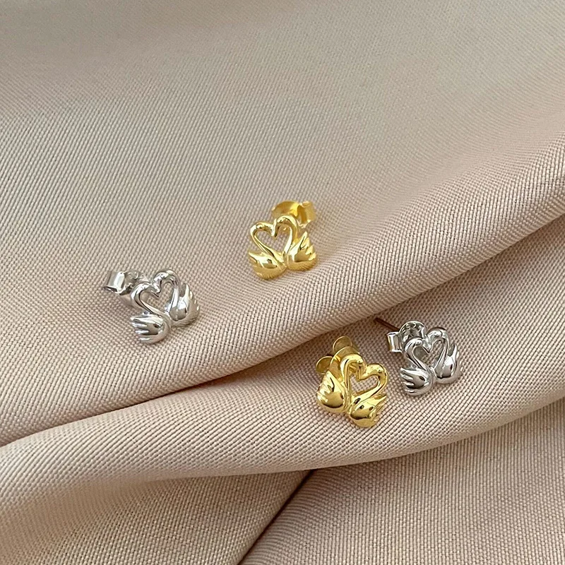 

Женские серьги в виде лебедя из серебра S925 пробы, модные серьги 2021 простого, компактного и симпатичного дизайна