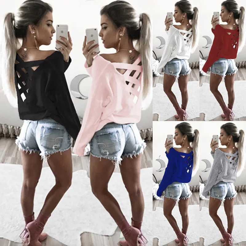 

Женские Повседневные свитера, сезон осень-зима 2021, новые модные женские свободные пуловеры 6 цветов с длинным рукавом и открытой спиной, сек...