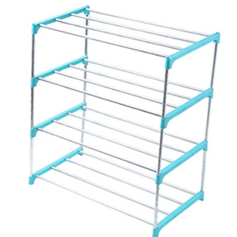 Blue 4 Tiers 3/4 ярусов, штабелируемый стеллаж для обуви, экономия пространства, башня для обуви, шкаф для хранения, органайзер для обуви, полка для хранения прихожей, FPing - Цвет: Blue 4 Tiers