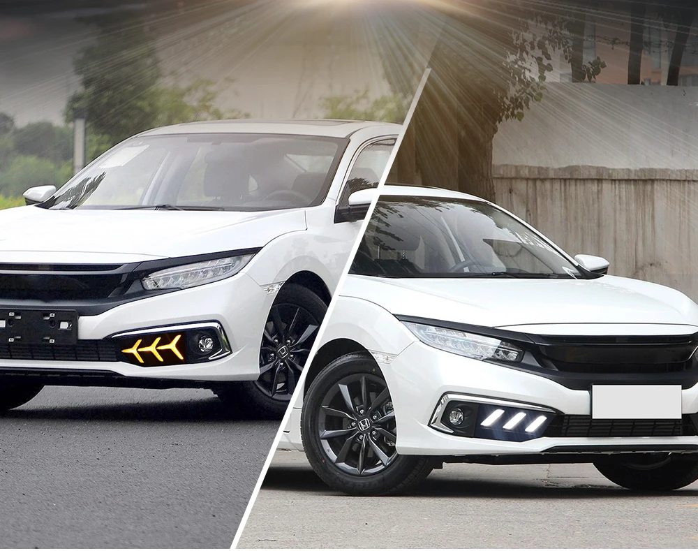 Автомобильный мигающий 1 пара светодиодный DRL для Honda Civic sedan с движущимся сигналом светодиодный противотуманный фонарь крышка дневной ходовой светильник