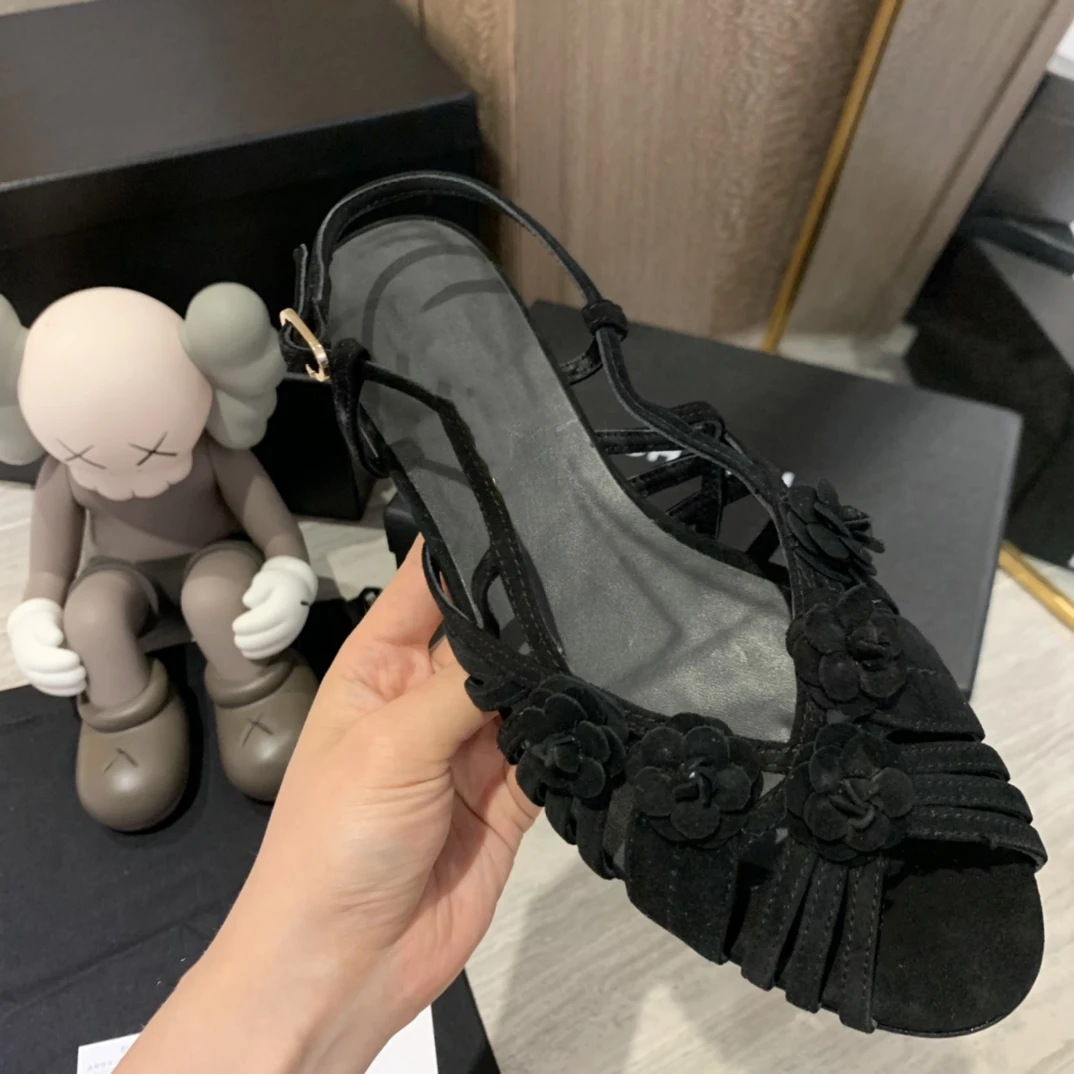 

Flower Shoes Women Leather Sole Flat Sandals Women Fashion Ladies Shoes Beach Quality Shoes Female Open Toe Back Strap Sandalias