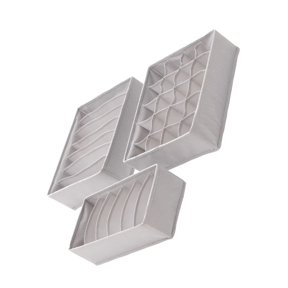 

3PCS Drawer Divider Closet Underwear Socks Bra Organizer Container Moisture-proof Quilt Storage Box Supplies
