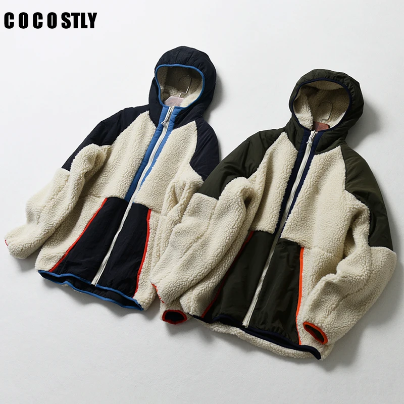 

2022 Winter Jacket Men's Thick Warm Cashmere Lamb Jacket Coat Casual Hooded Outwear Male baseball jacket ropa de hombre