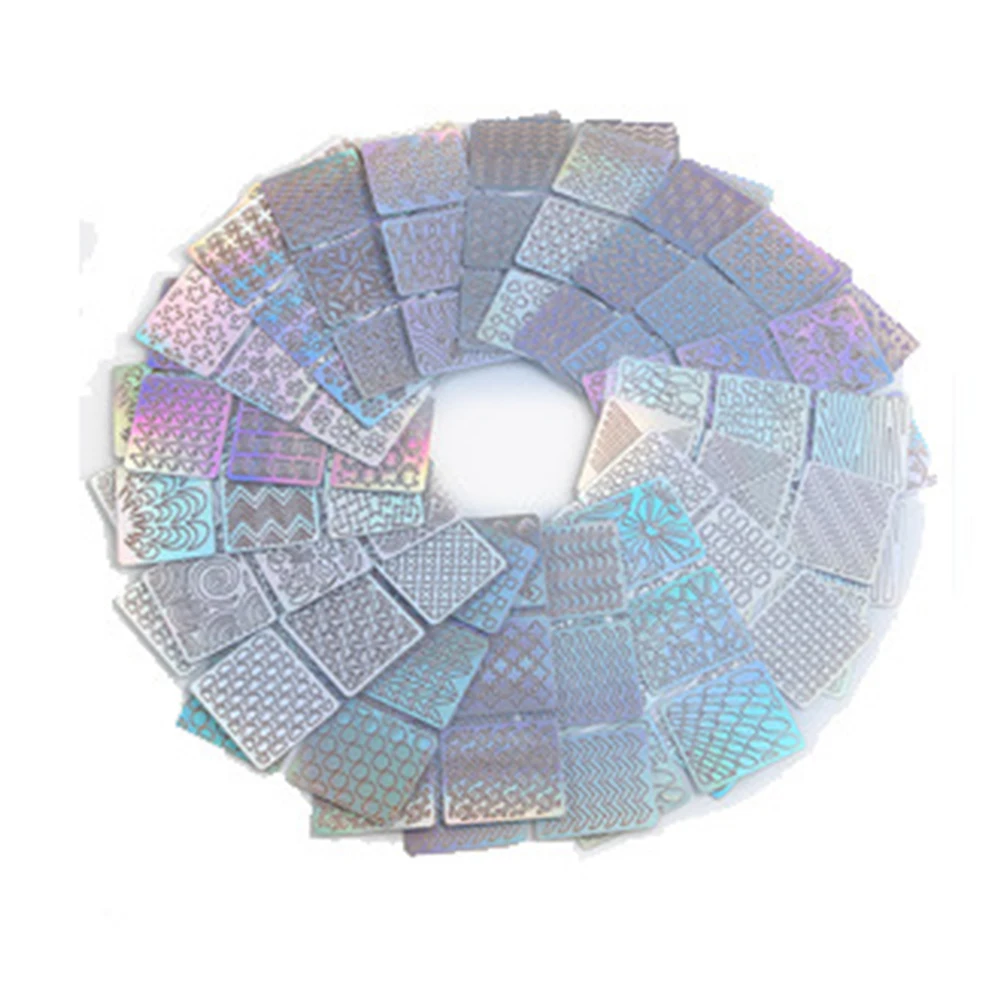 

24 Sheets Laser Nail Art Hollow Stickers Nail Vinyls 3D Image Transfer Guide Stencil Set Irregular Pattern Mixed Decals