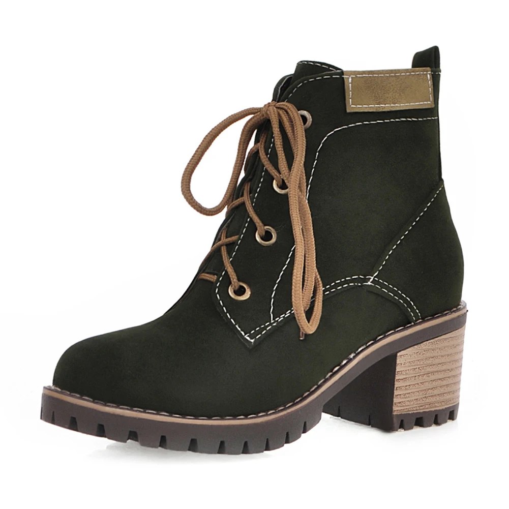 green style 2 SARAIRIS/Новинка, Прямая поставка, большие размеры 34-43, Нескользящие ботинки на платформе, женские теплые ботильоны, г. Зимняя женская обувь на среднем каблуке - Цвет: green style 2