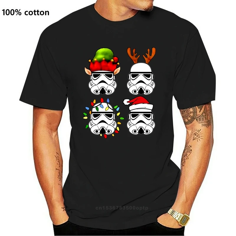 Men Funny T Shirt Fashion tshirt Elf Reindeer Christmas Lights Santa Stormtrooper Christmas Sweater Women t-shirt