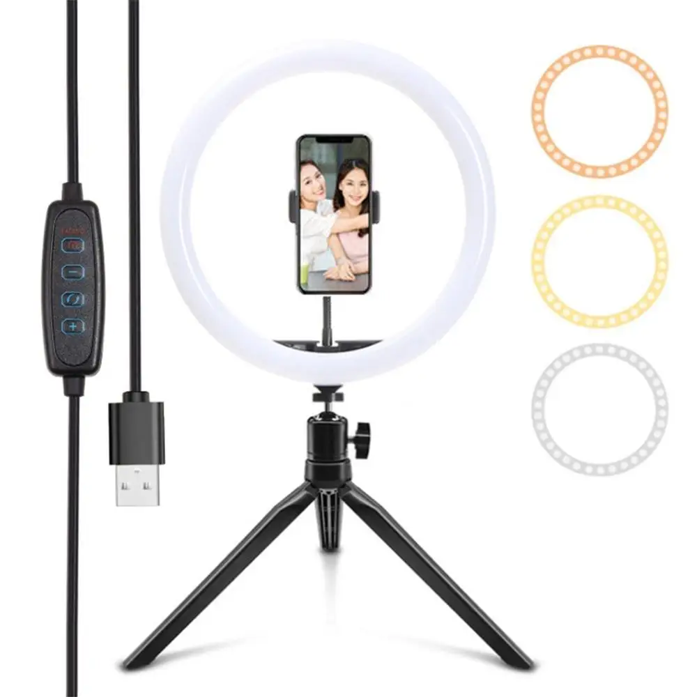 Кольцевой светильник диаметром 10 дюймов с подставкой светодиодный для камеры