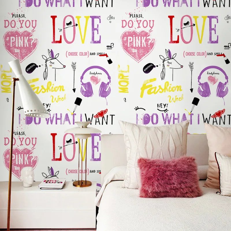 

Nordic simple girl heart pink wallpaper clothing shop Princess Pink women's nail salon beauty salon background wall wallpaper