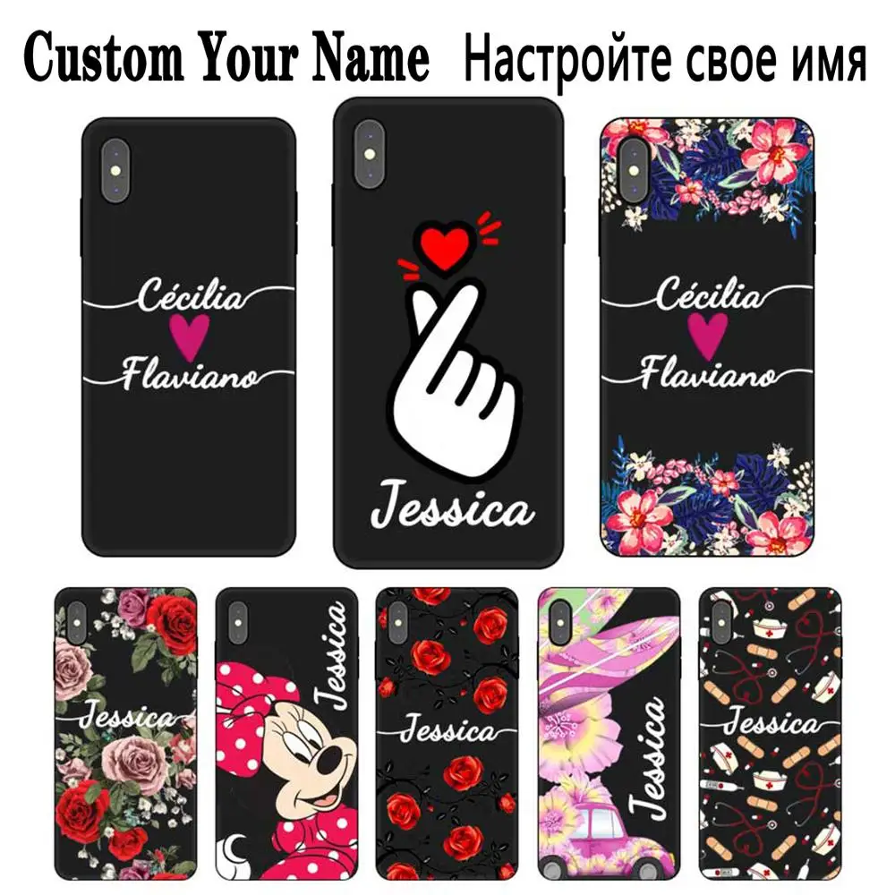 Popular Gift Custom DIY Name Text Black Soft TPU Silicone Phone Case Cover For iPhone 11 Pro X XR XS MAX 5 6 6S 7 8 Plus |